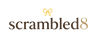 Logo of 'scrambled8' with a bow design on a white background